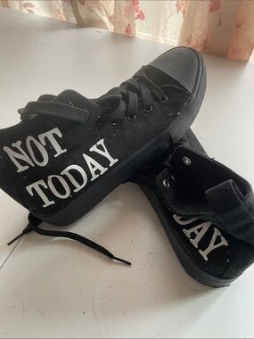 Women’s Black High-Top Sneakers with 'NOT TODAY' Graphic